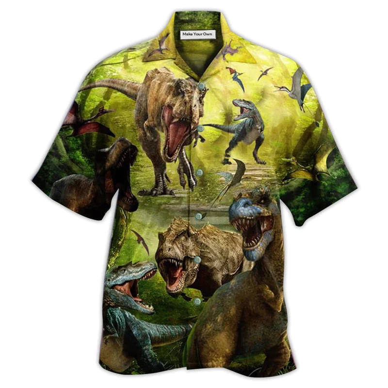 Dinosaur Hawaiian Shirt For Summer Events And Casual Outdoor Wear
