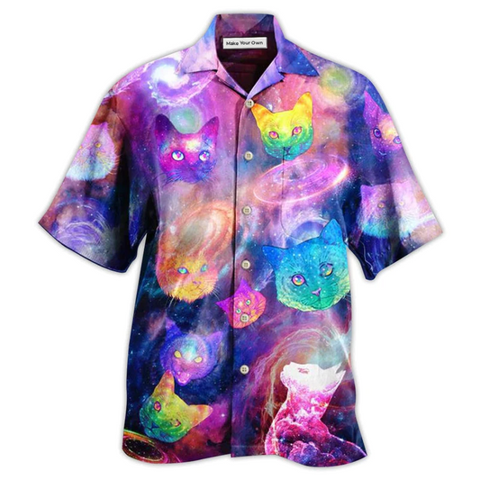 Colorful Cat Galaxy Hawaiian Shirt For Poolside Relaxation And Sunny Getaways