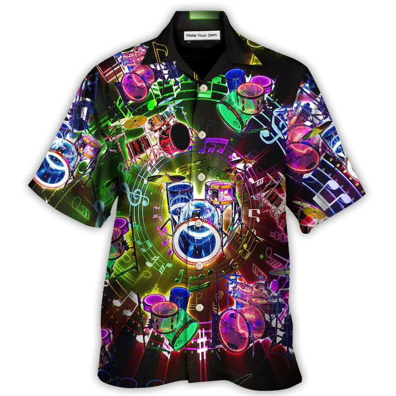 Drum Hobby Lifestyle Hawaiian Shirt Artwork View For Coastal Escapes And Resort Style