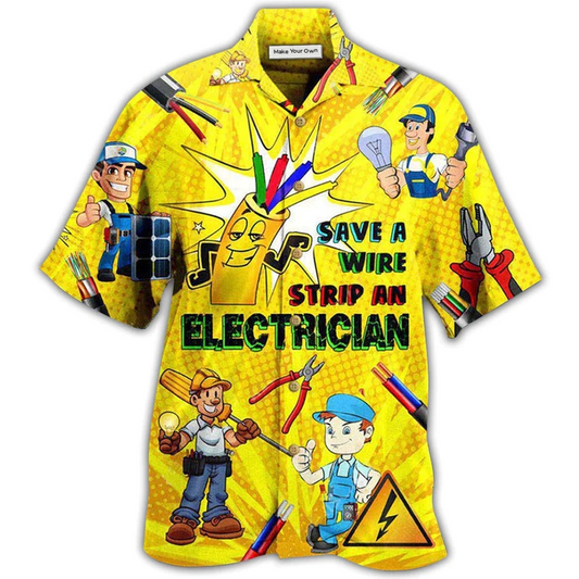 Electrician Wire Stip Hawaiian Shirt Artwork View For Weekend Travel And Beach Style