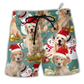 Golden Retriever Merry Christmas Snowman Beach Shorts For Holiday Beach Days