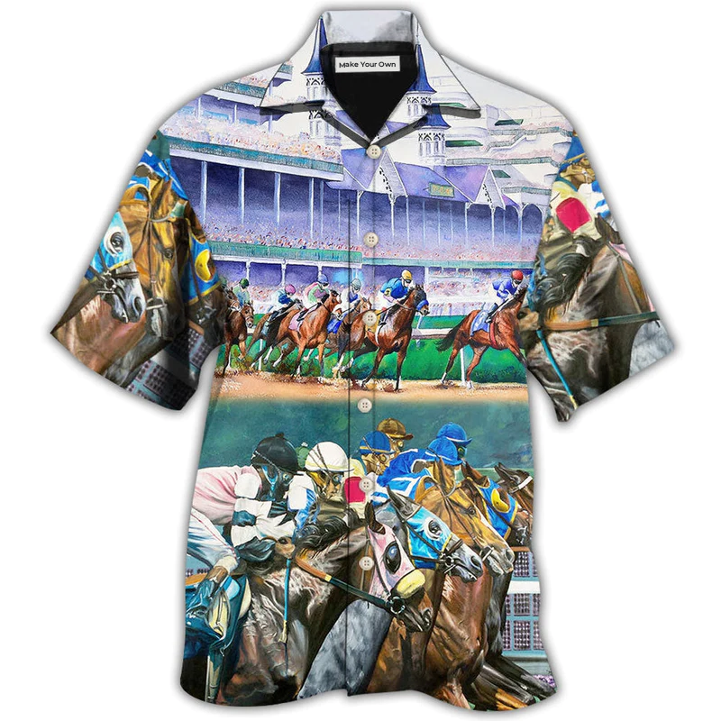 Horse Racing Amazing Hawaiian Shirt Design Detail For Sunny Adventures And Casual Wear