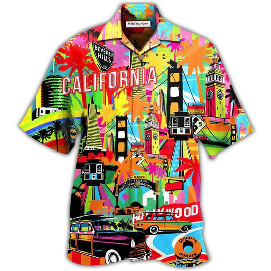 Colorful California Summer Hawaiian Shirt For Resort Holidays Beach Travel And Relaxed Casual Fashion