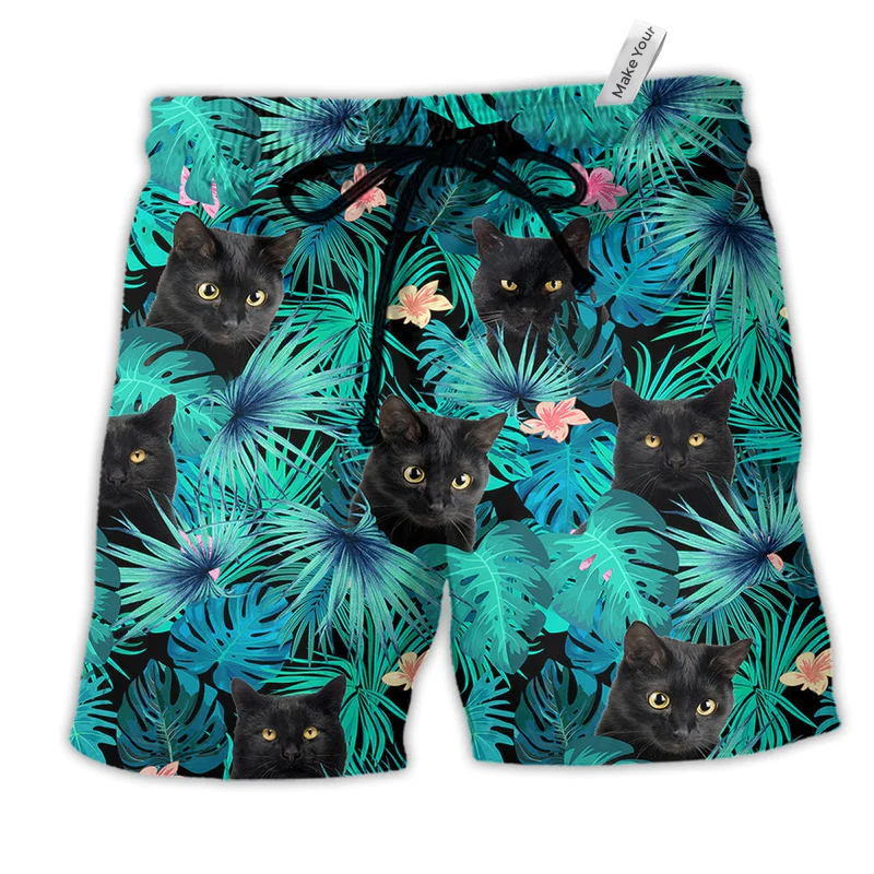Cat Black Cat Beach Shorts For Casual Day Trips And Bright Seasonal Outfits