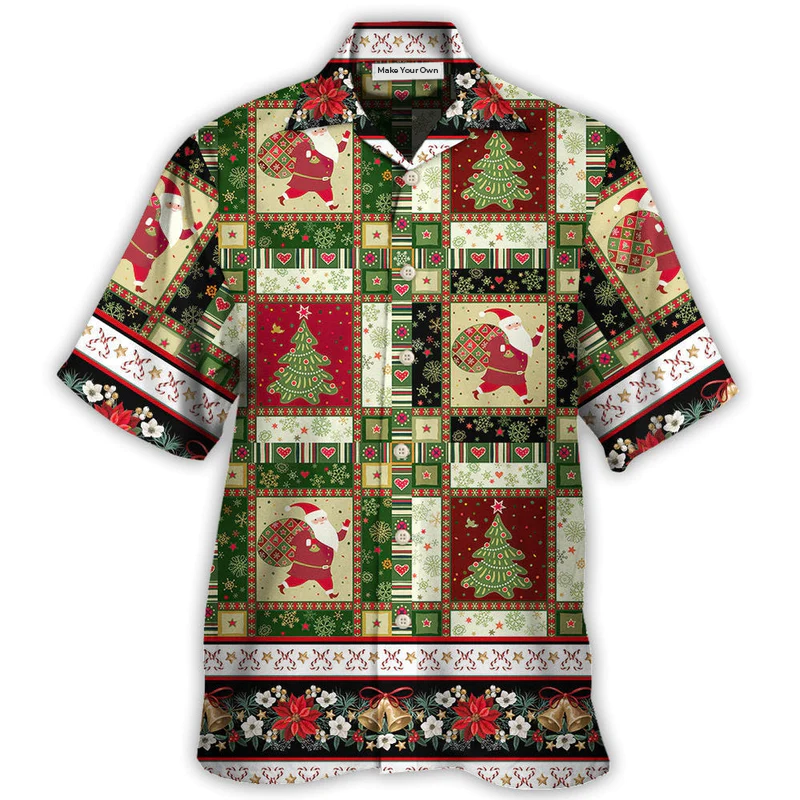 Christmas Santa Tree Hawaiian Shirt Graphic Artwork Detail For Outdoor Gatherings