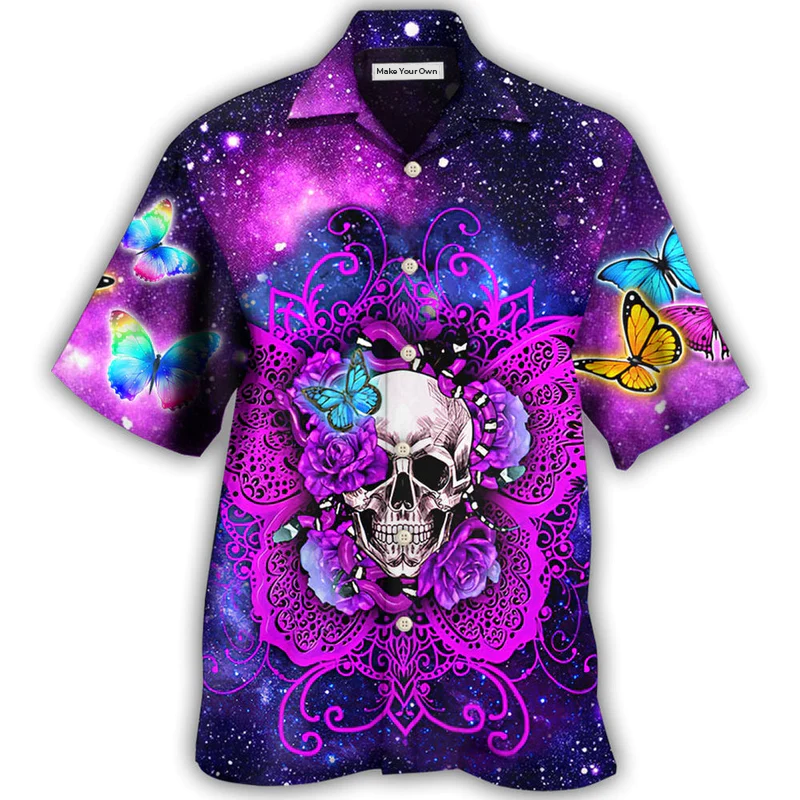 Floral Skull Butterfly Snake Lighting Hawaiian Shirt For Beach Parties And Weekend Getaways