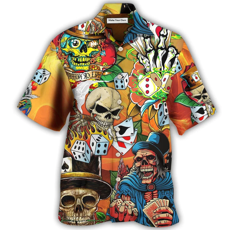 Game Card Skull Hawaiian Shirt Design View For Resort Travel And Thoughtful Gifting