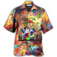 Bohemian Ukulele Hawaiian Shirt Pattern Detail For Vacation Travel And Daily Wear