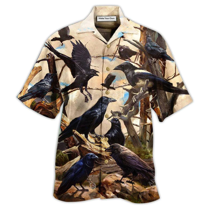 Raven Crows Hawaiian Shirt Artwork View For Weekend Travel And Beach Style