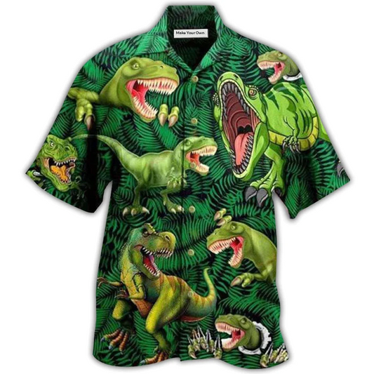 Dinosaur Strong Hawaiian Shirt For Coastal Adventures And Warm Weather Wear