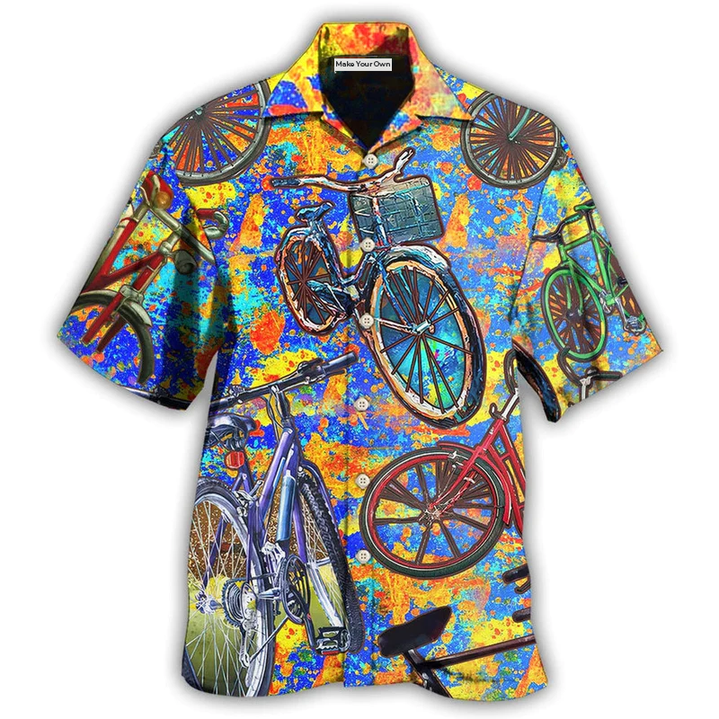 Colorful Summer Bicycle Hawaiian Shirt For Island Trips Summer Gatherings And Comfortable Daily Wear