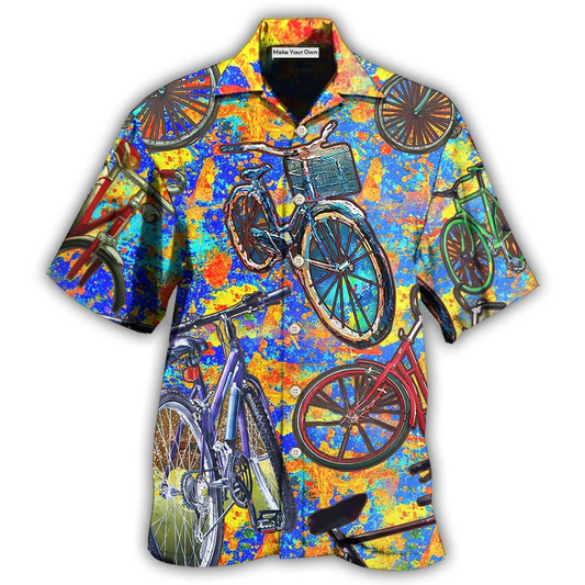 Colorful Summer Bicycle Hawaiian Shirt For Island Trips Summer Gatherings And Comfortable Daily Wear