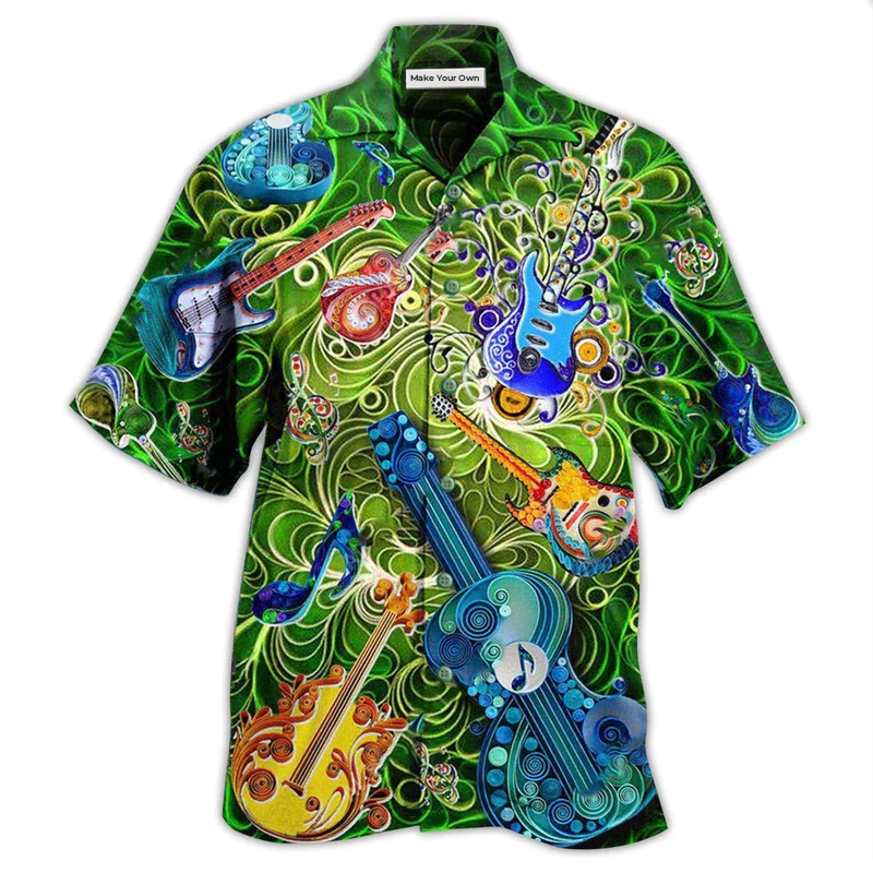 Guitar And Magic Hawaiian Shirt For Beach Vacations Casual Parties And Warm Weather Style