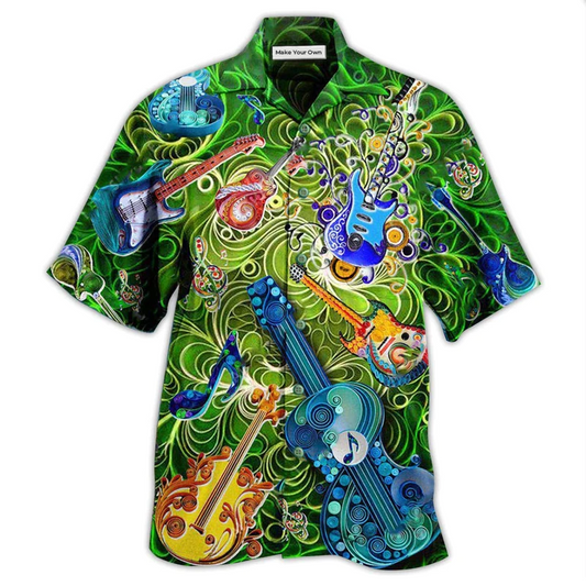 Guitar And Magic Hawaiian Shirt For Beach Vacations Casual Parties And Warm Weather Style