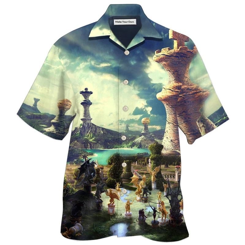 Funny Game Chess Blur Hawaiian Shirt Pattern View For Relaxed Warm Weather Outfits