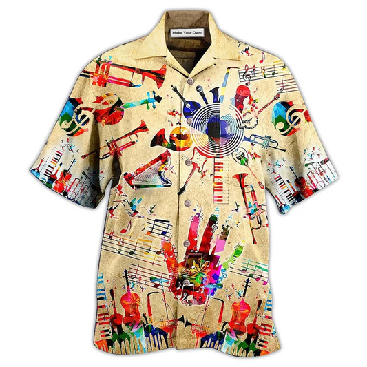 Music Notes Hawaiian Shirt For Tropical Parties Vacation Travel And Casual Summer Style