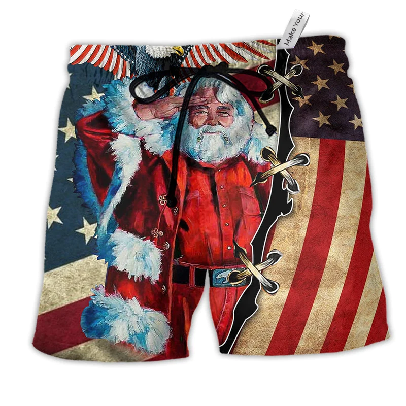 Christmas Santa Beach Shorts For Oceanfront Escapes And Travel Ready Comfort