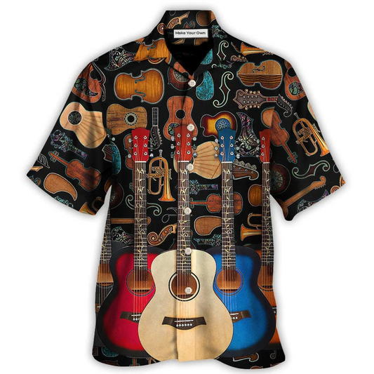 Happy Guitar Music Hawaiian Shirt For Summer Vacation And Beach Travel