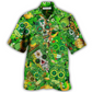 Happy Gold Skull Irish Hawaiian Shirt For Vacation Days And Relaxed Coastal Outings