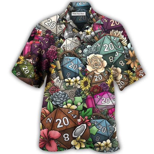 Floral Tabletop Dice Hawaiian Shirt For Coastal Trips Outdoor Events And Relaxed Summer Wear