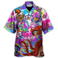Bohemian Funny Colorful Happy Octopus Tie Dye Hawaiian Shirt Design View For Casual Summer Styling