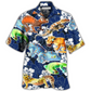 Blue Tropical Floral Leopard Gecko Hawaiian Shirt Pattern View For Lightweight Everyday Style