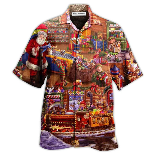 Christmas Santa Happiness Hawaiian Shirt Artwork Detail For Resort Trips And Outdoor Activities