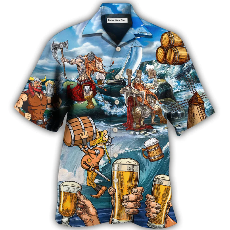 Norse Warrior Beer Drink Hawaiian Shirt For Beach Parties And Weekend Getaways
