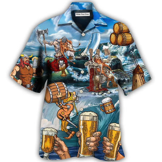 Norse Warrior Beer Drink Hawaiian Shirt For Beach Parties And Weekend Getaways