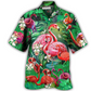 Pink Flamingo Hawaiian Shirt Pattern Detail For Vacation Travel And Daily Wear