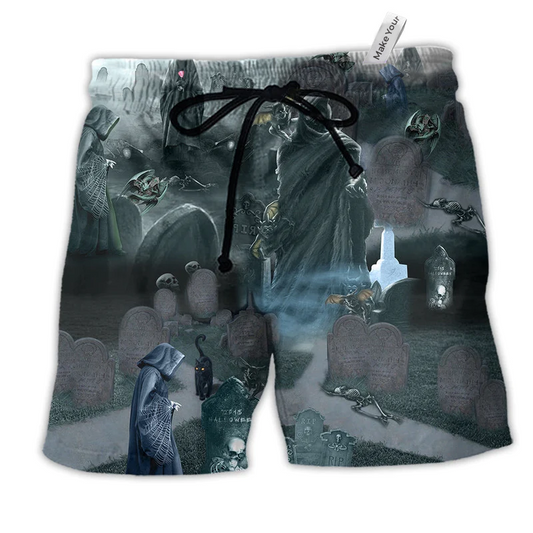 Halloween Death Could Not Hold Him In Tomb Beach Shorts For Bold Summer Vacation Style