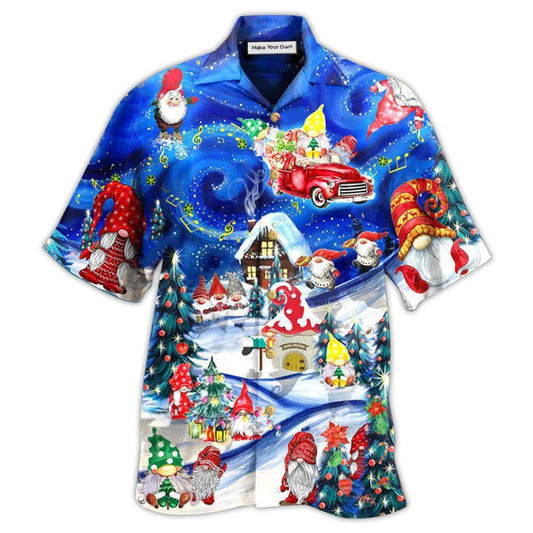 Car Christmas Hanging Gnomies Hawaiian Shirt Design View For Resort Travel And Thoughtful Gifting