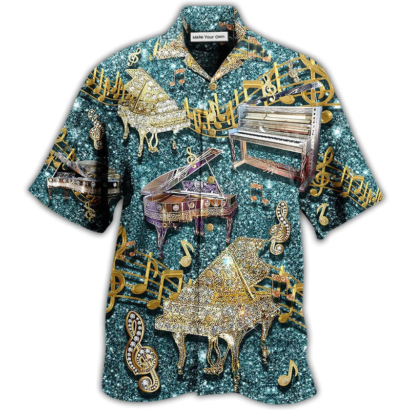 Piano Music Diamond Hawaiian Shirt Design View For Casual Summer Styling