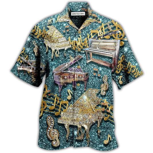 Piano Music Diamond Hawaiian Shirt Design View For Casual Summer Styling