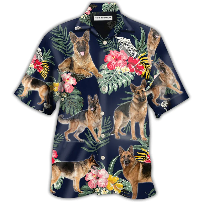 Tropical Floral German Shepherd Hawaiian Shirt For Warm Weather Adventures And Everyday Comfort