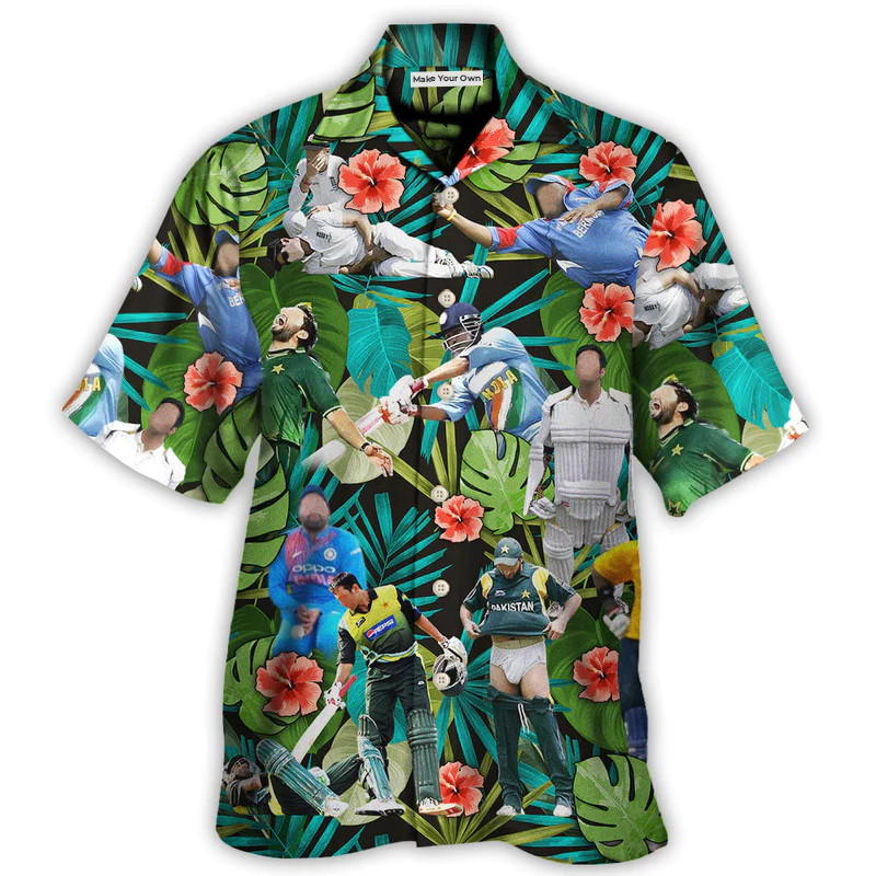 Tropical Funny Cricket Adventure Graphic Hawaiian Shirt Detailed Pattern View For Weekend Trips