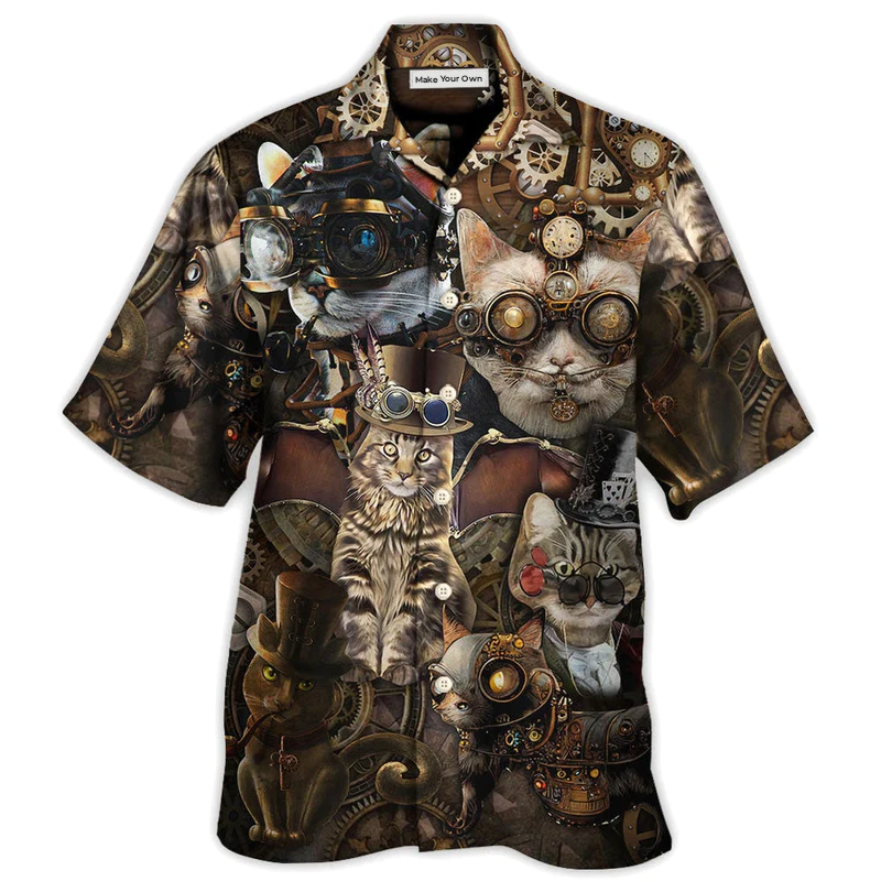 Steampunk Cat We're Mad Hawaiian Shirt For Warm Weather Adventures And Everyday Comfort
