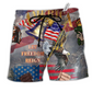 America Let Freedom Reign Hawaiian Print Beach Shorts For Independence Day Vacation Wear