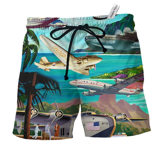 Hawaii Airplane Aircraft Beach Shorts For Tropical Holidays And Thoughtful Gift Giving