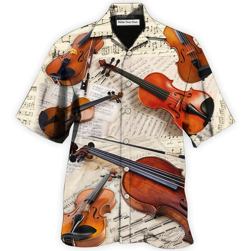 Vintage Violin Hawaiian Shirt For Coastal Trips Outdoor Events And Relaxed Summer Wear