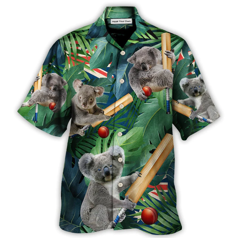 Funny Cricket Koala Hawaiian Shirt Creative Print View For Thoughtful Gifting
