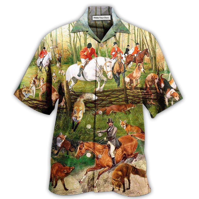 Fox Hunting Weekend Hawaiian Shirt For Vacation Days And Relaxed Coastal Outings
