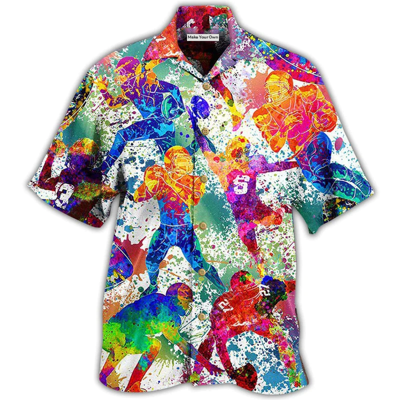 Football American Strong Spirit Brave Heart Hawaiian Shirt Pattern Detail For Summer Holidays And Outdoor Fun