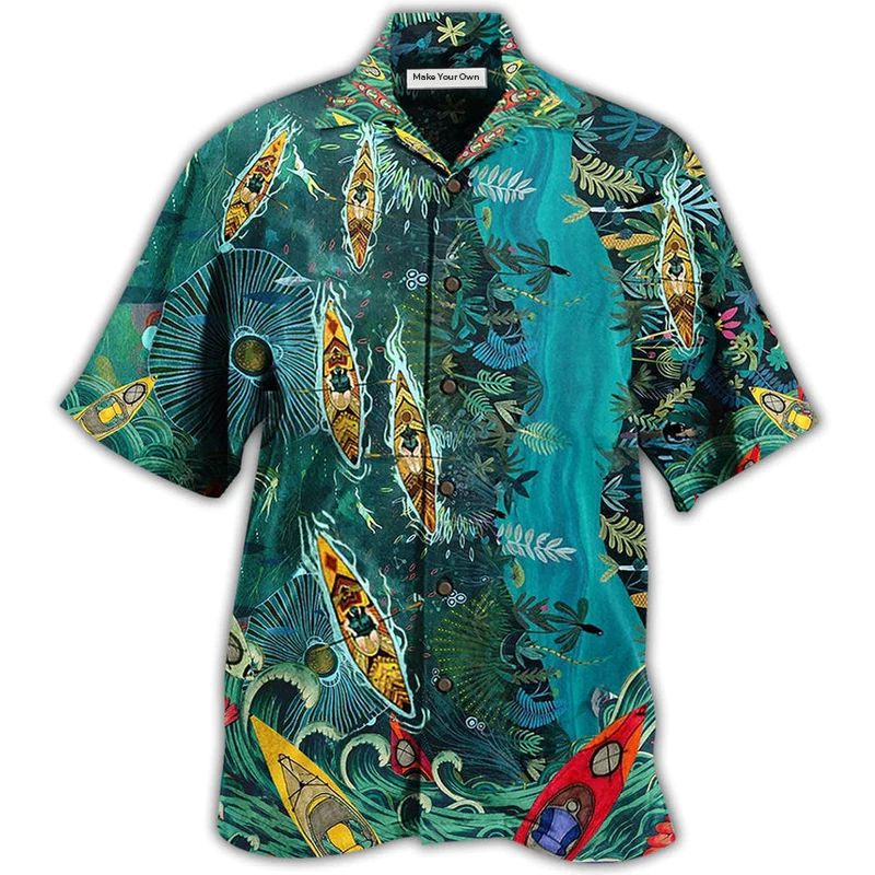 Kayaking I'd Rather Hawaiian Shirt Design Detail For Sunny Adventures And Casual Wear