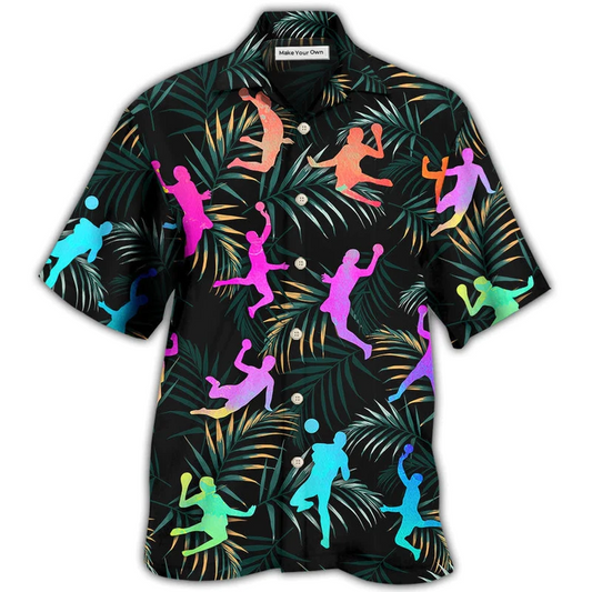 Watercolor Colorful Tropical Handball Hawaiian Shirt For Coastal Adventures And Warm Weather Wear