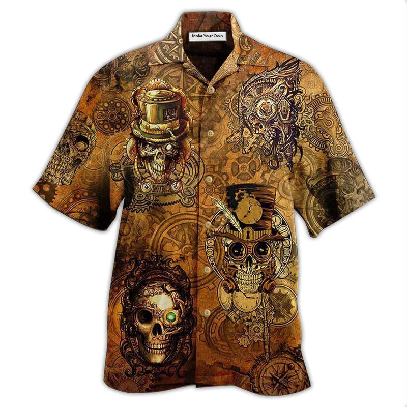 Retro Skull Pirates Hawaiian Shirt Design Detail For Beach Days And Holiday Travel