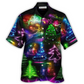 Neon Snowman Christmas Tree Hawaiian Shirt Design Detail For Beach Days And Holiday Travel