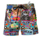 Hippie Cats Peace Life Color Fun And Cute Beach Shorts For Coastal Adventures And Resort Days