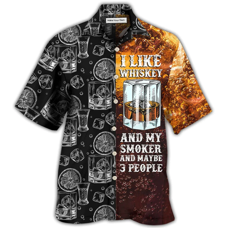 Wine Whiskey Smoker Hawaiian Shirt For Summer Vacation And Beach Travel