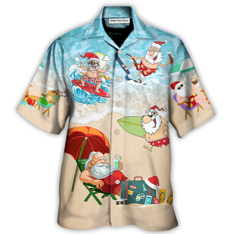 Christmas Santa Play Beach Hawaiian Shirt Artwork View For Coastal Escapes And Resort Style